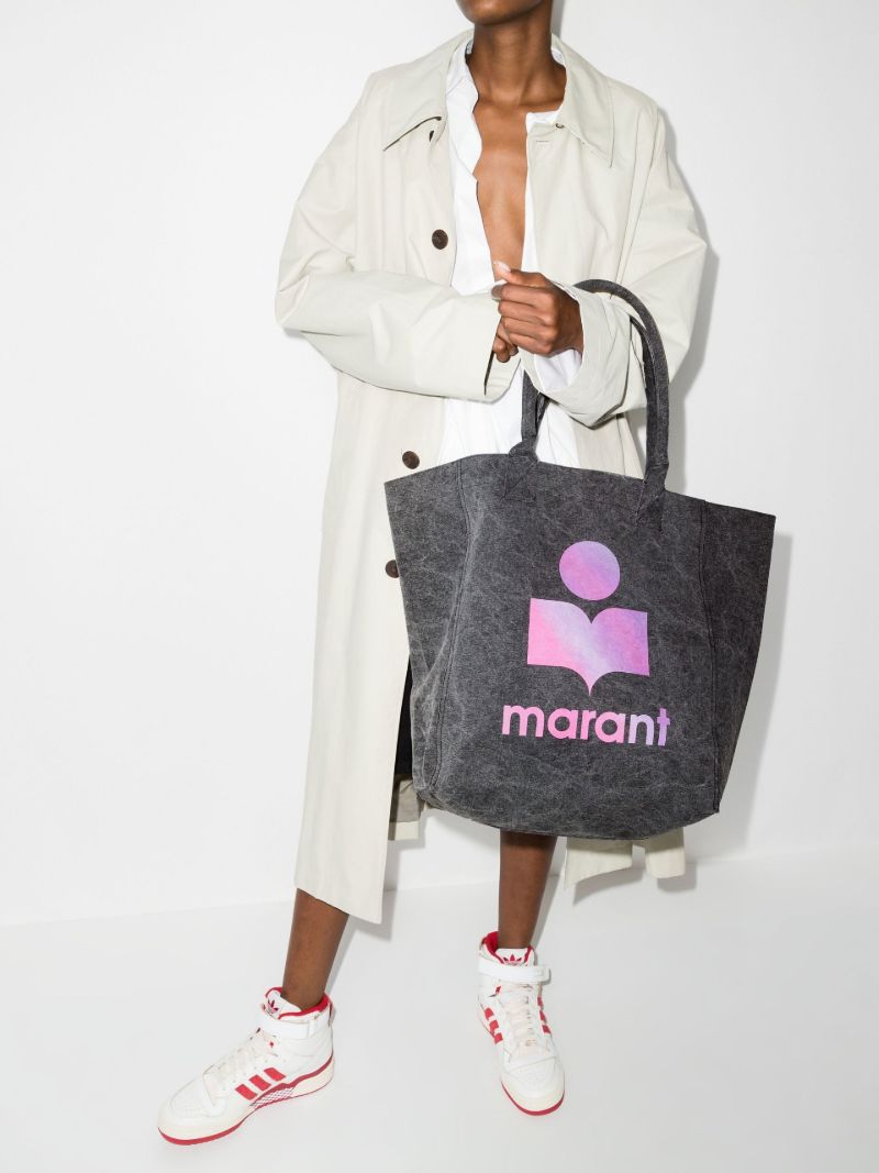 Grey Yenky Logo Print Cotton Tote Bag