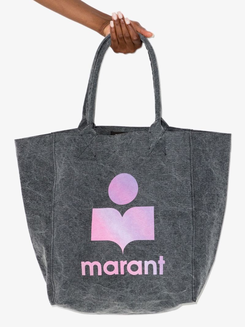 Grey Yenky Logo Print Cotton Tote Bag