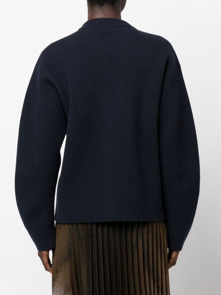 Blue Reversible Crew Neck Sweater