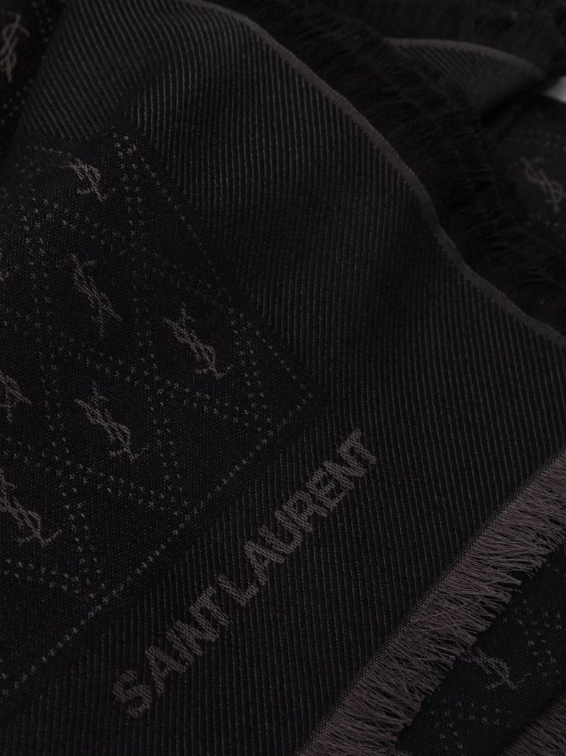 Black Monogram Fine-knit Scarf