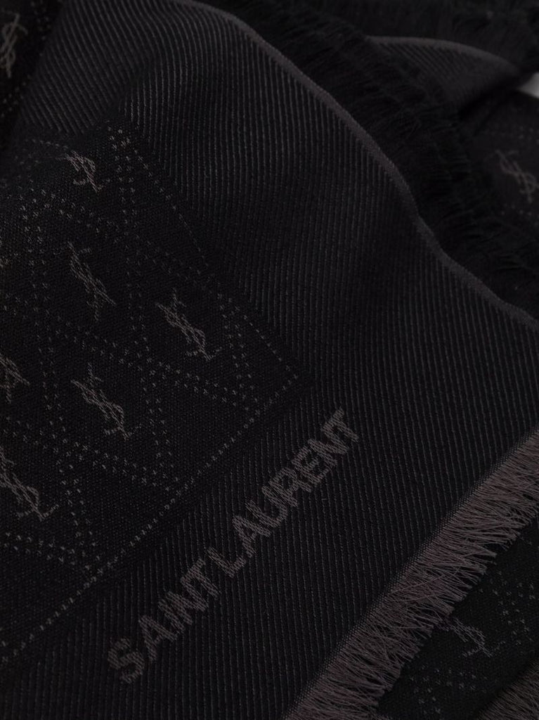 Black Monogram Fine-knit Scarf