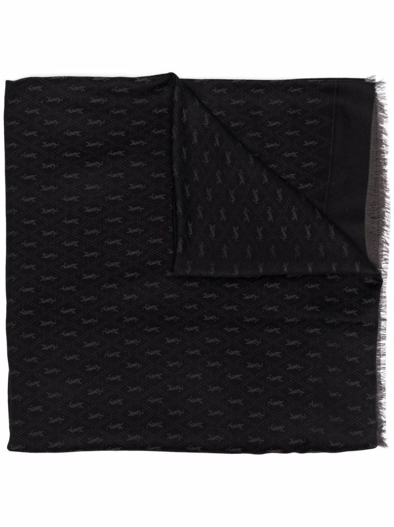 Black Monogram Fine-knit Scarf