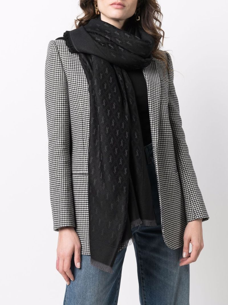 Black Monogram Fine-knit Scarf