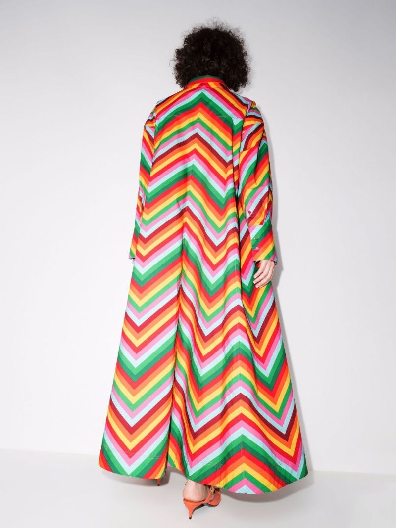 Chevron Striped Cotton Maxi Dress