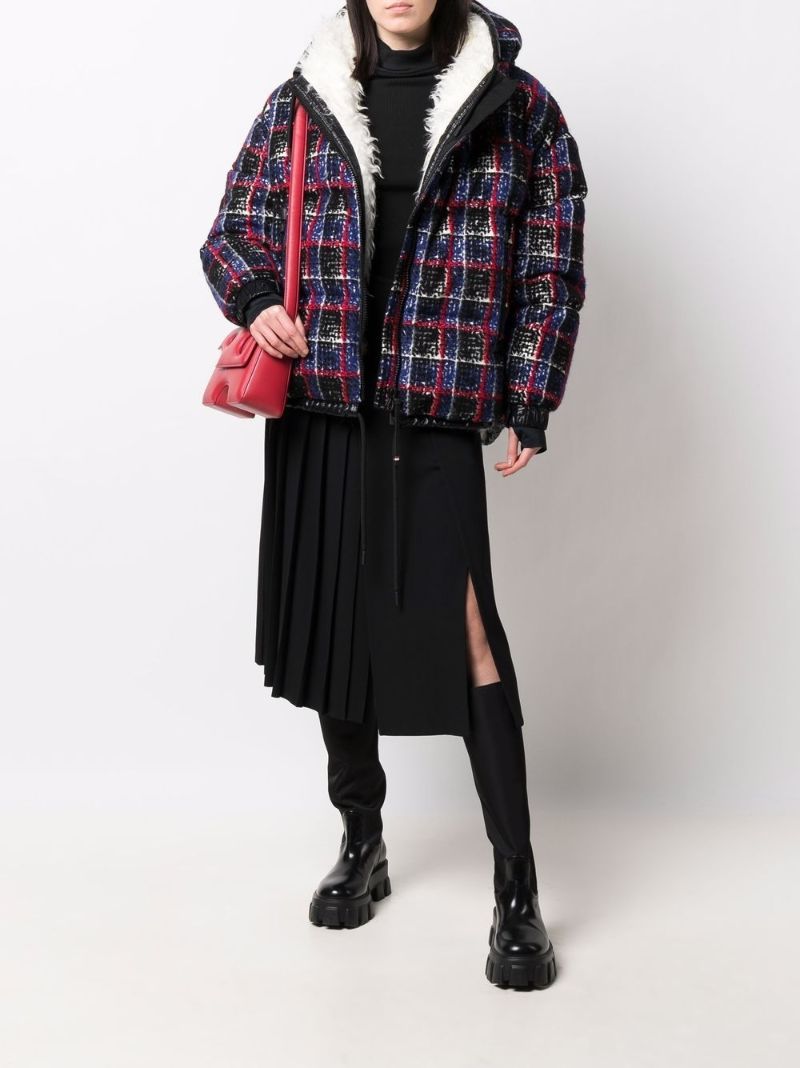 Blue Echelle Checked Bomber Jacket