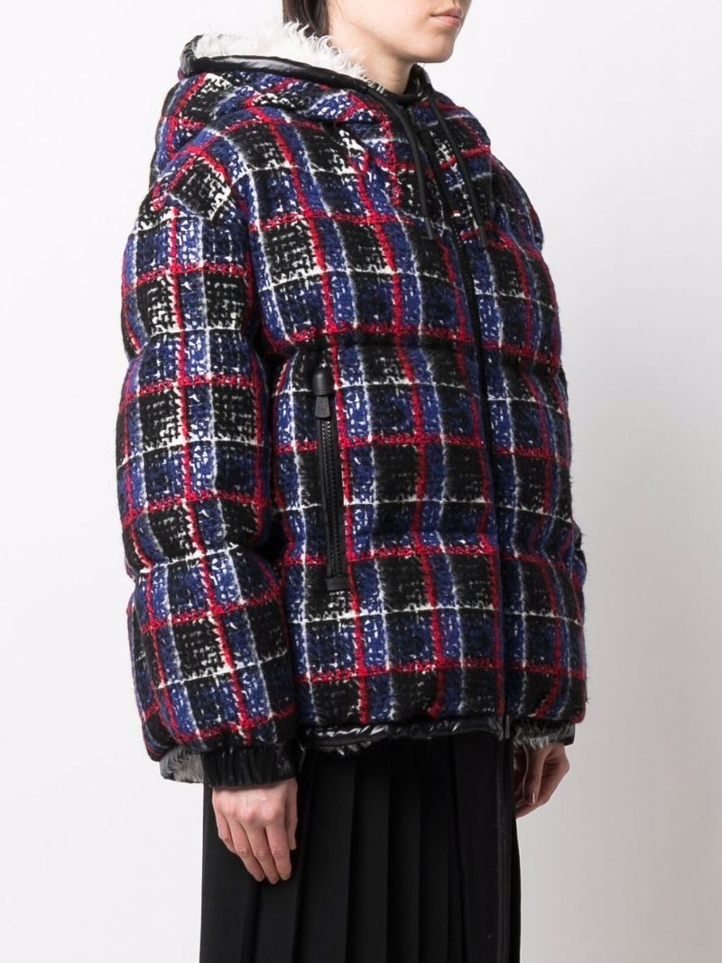 Blue Echelle Checked Bomber Jacket