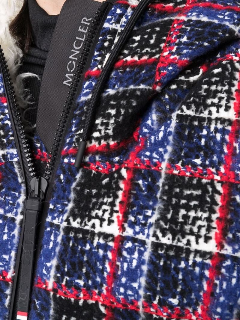 Blue Echelle Checked Bomber Jacket