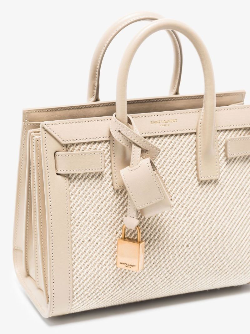 Neutral Sac De Jour Raffia Tote Bag