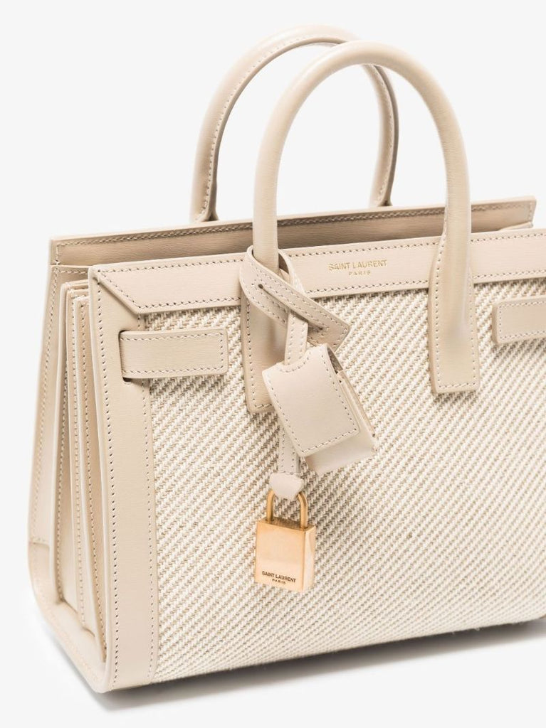 Neutral Sac De Jour Raffia Tote Bag