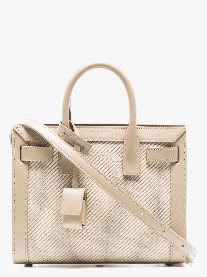 Neutral Sac De Jour Raffia Tote Bag