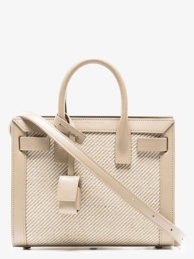 Neutral Sac De Jour Raffia Tote Bag