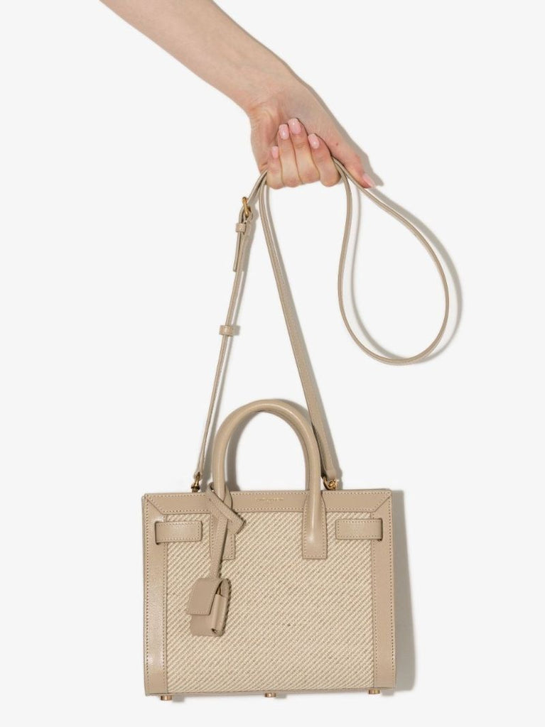 Neutral Sac De Jour Raffia Tote Bag