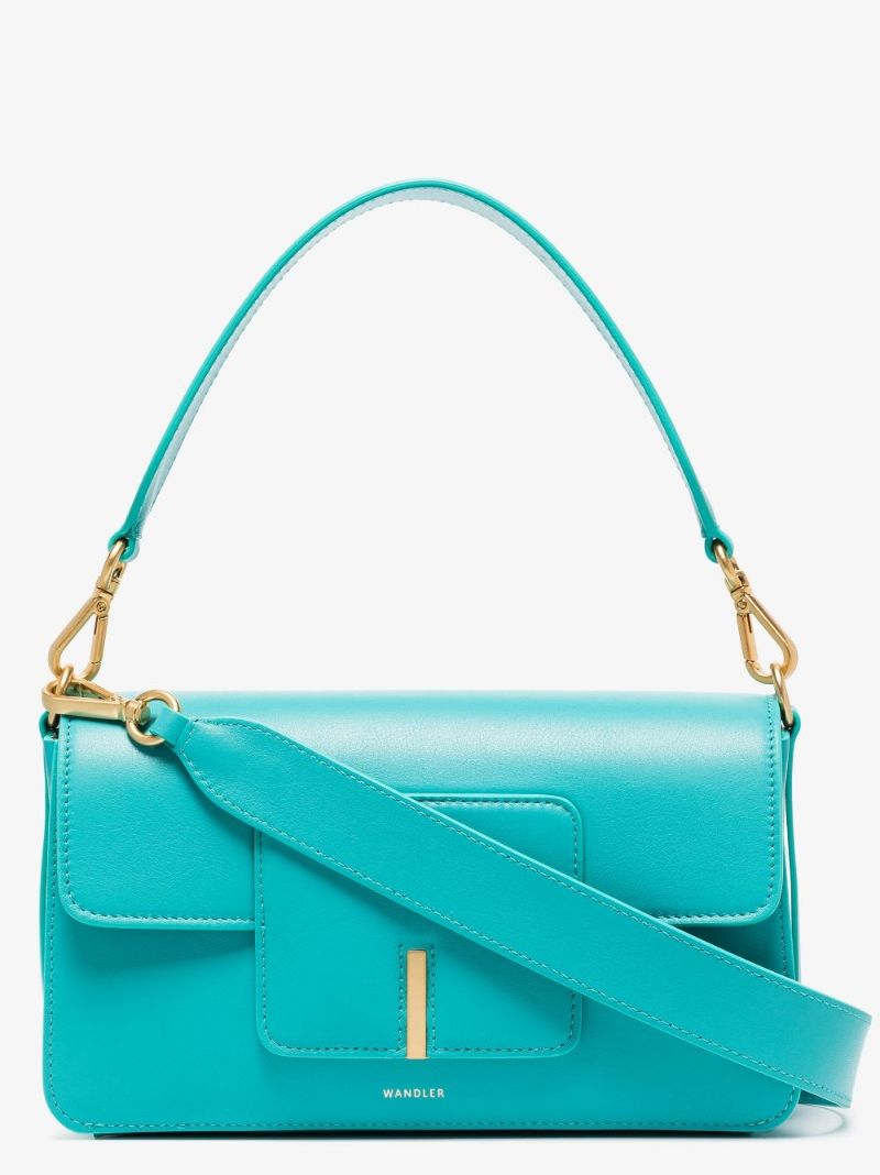 Blue Georgia Leather Shoulder Bag