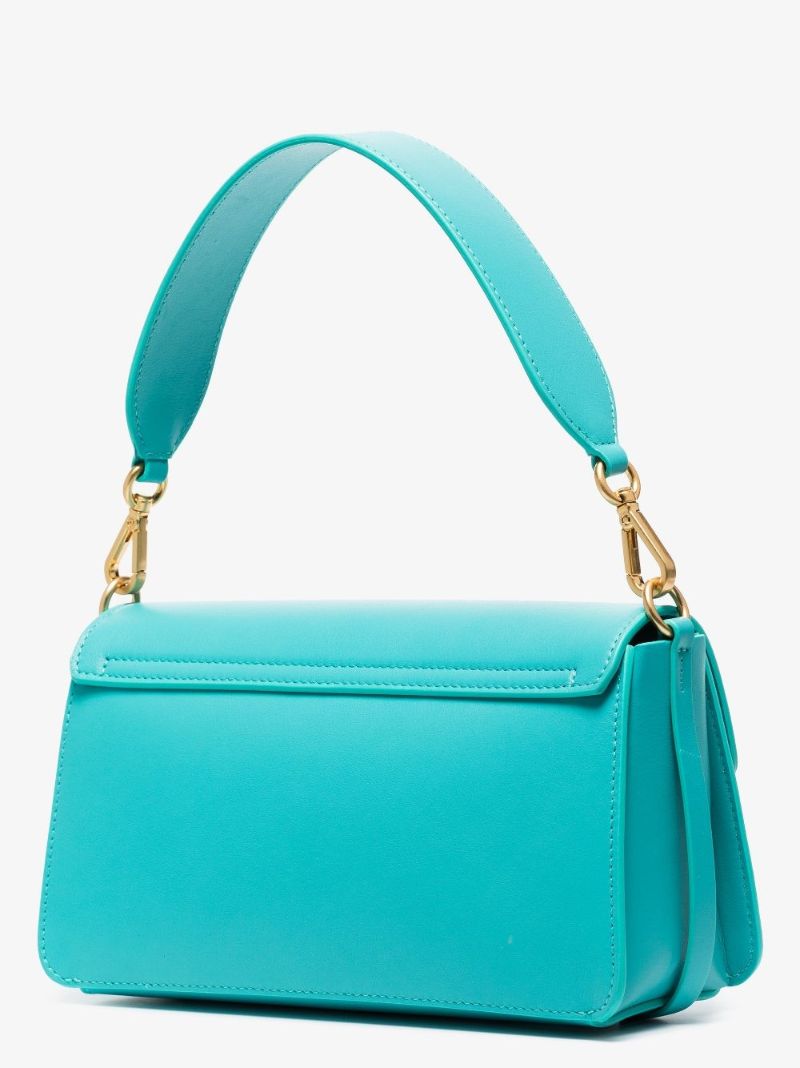 Blue Georgia Leather Shoulder Bag