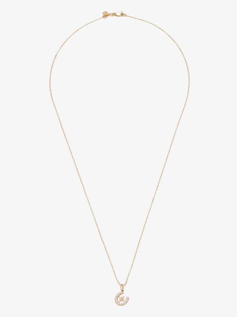 14k Yellow Gold Starburst Horseshoe Diamond Necklace