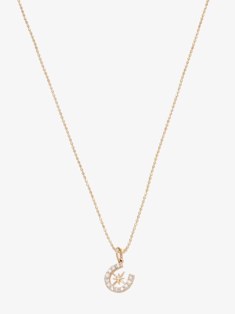 14k Yellow Gold Starburst Horseshoe Diamond Necklace