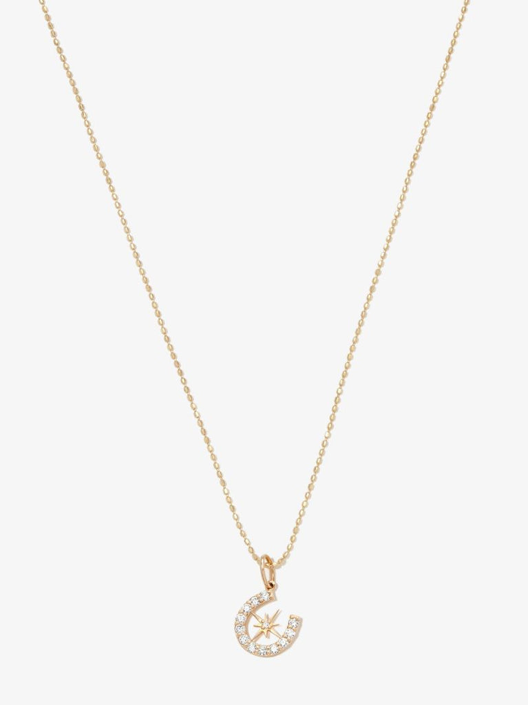 14k Yellow Gold Starburst Horseshoe Diamond Necklace