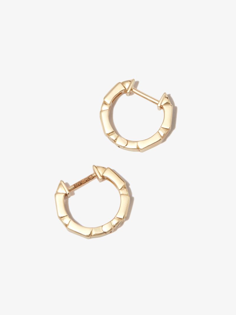 14k Yellow Gold Diamond Huggie Hoop Earrings