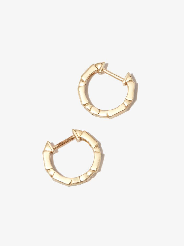 14k Yellow Gold Diamond Huggie Hoop Earrings