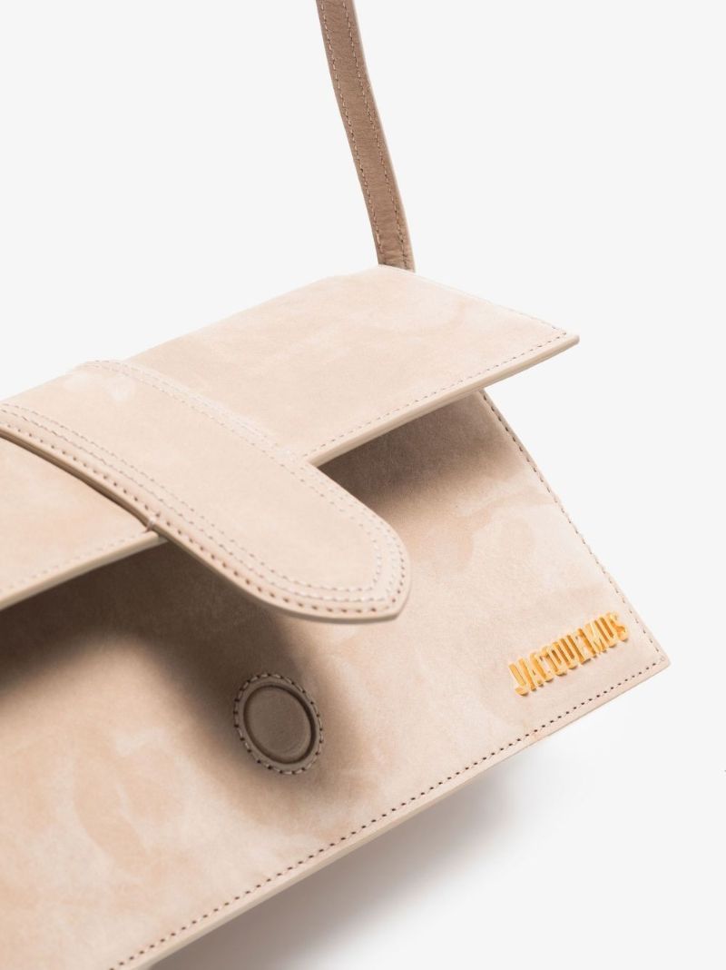 Neutral Le Bambino Long Suede Shoulder Bag