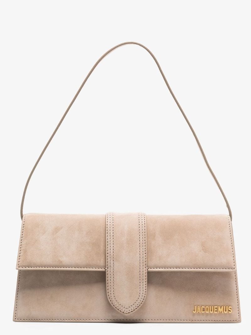 Neutral Le Bambino Long Suede Shoulder Bag