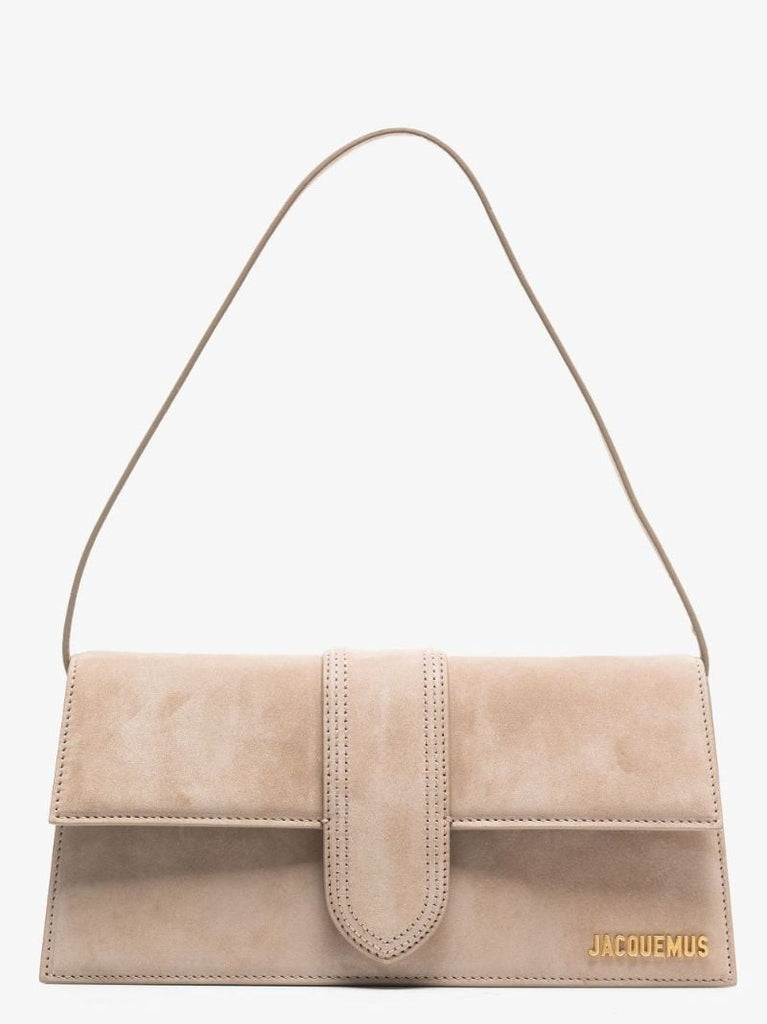 Neutral Le Bambino Long Suede Shoulder Bag