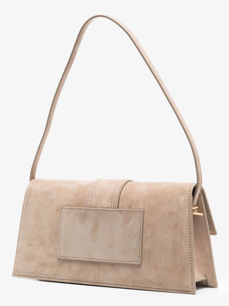 Neutral Le Bambino Long Suede Shoulder Bag