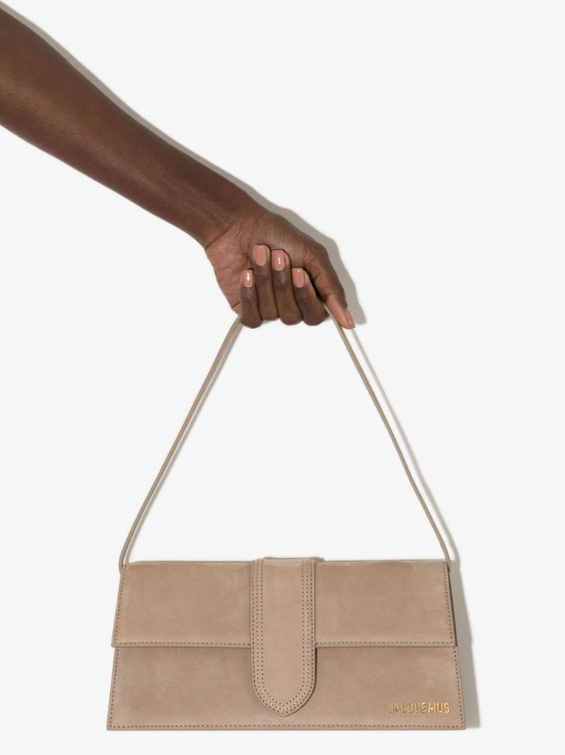 Neutral Le Bambino Long Suede Shoulder Bag