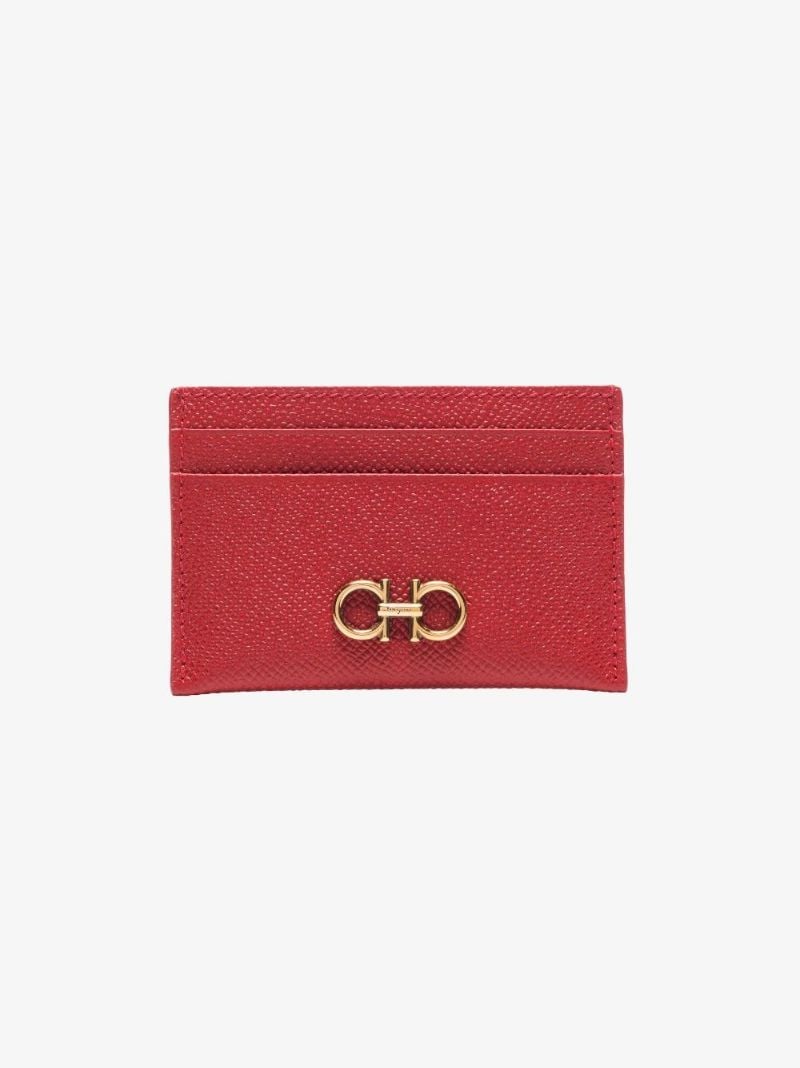 Red Gancini Leather Card Holder