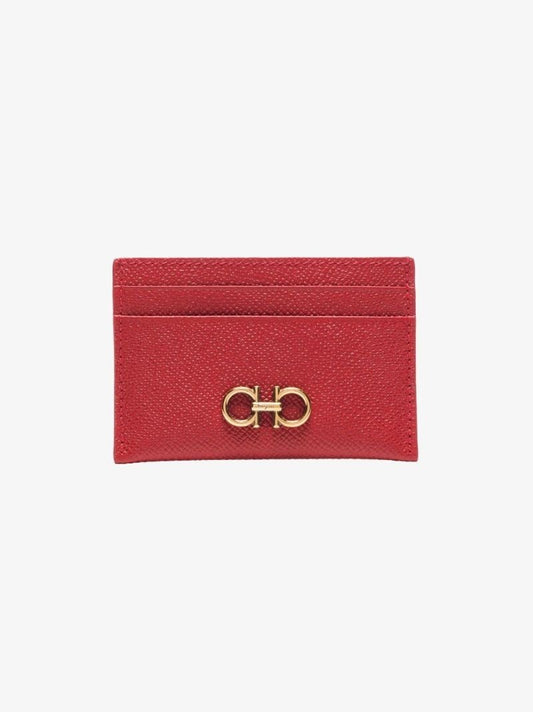 Red Gancini Leather Card Holder
