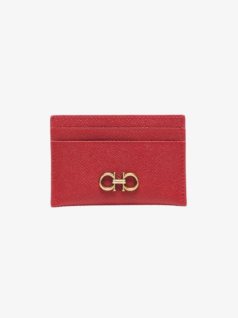 Red Gancini Leather Card Holder