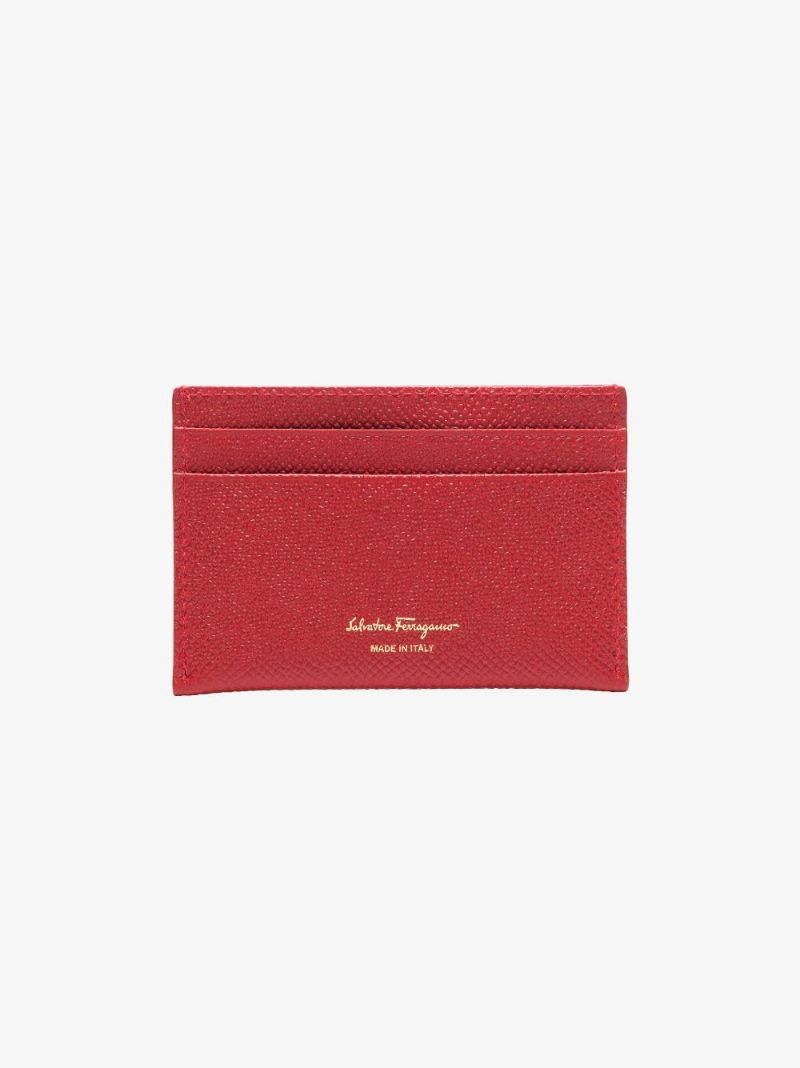 Red Gancini Leather Card Holder