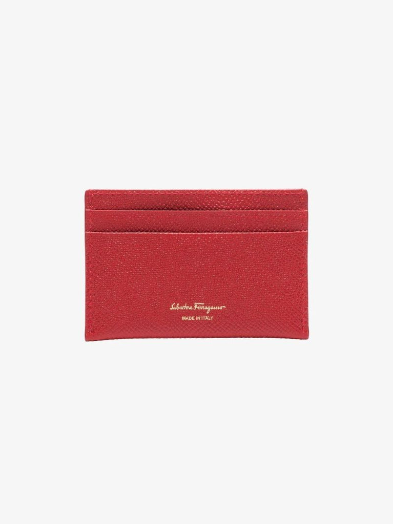 Red Gancini Leather Card Holder