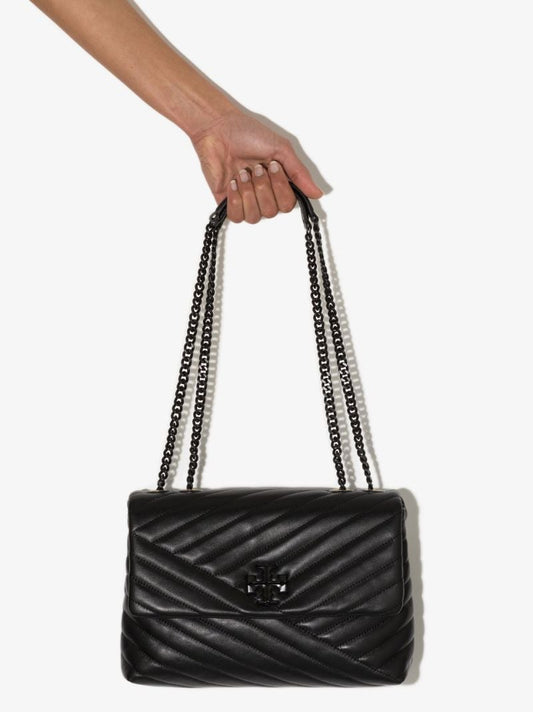 Black Kira Leather Shoulder Bag