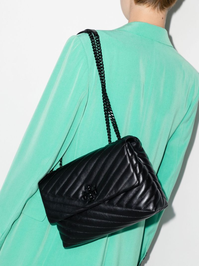 Black Kira Leather Shoulder Bag