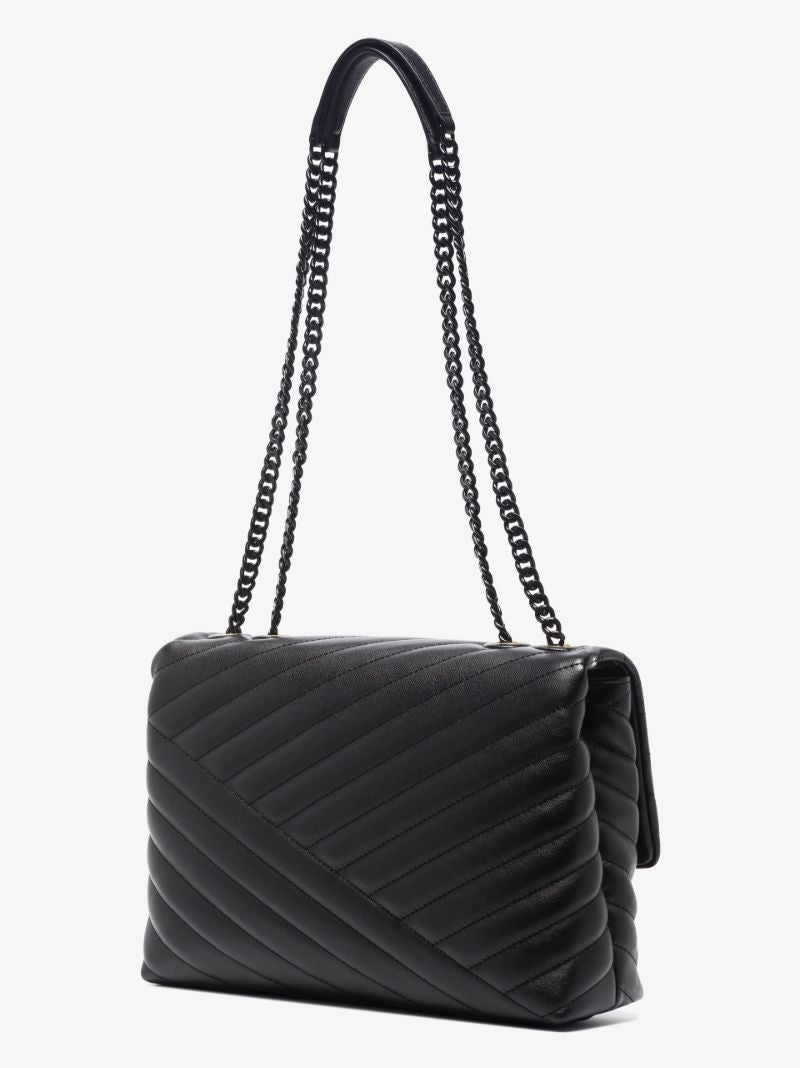 Black Kira Leather Shoulder Bag