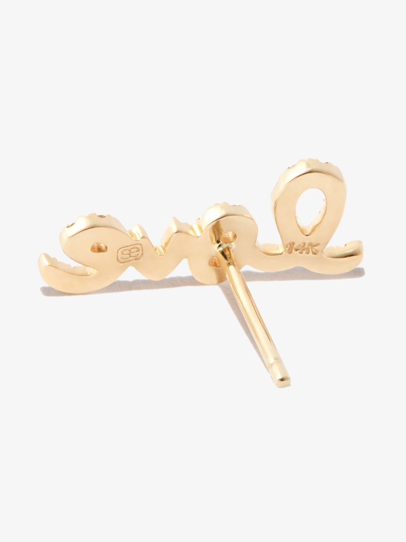 14k Yellow Gold Love Diamond Earring