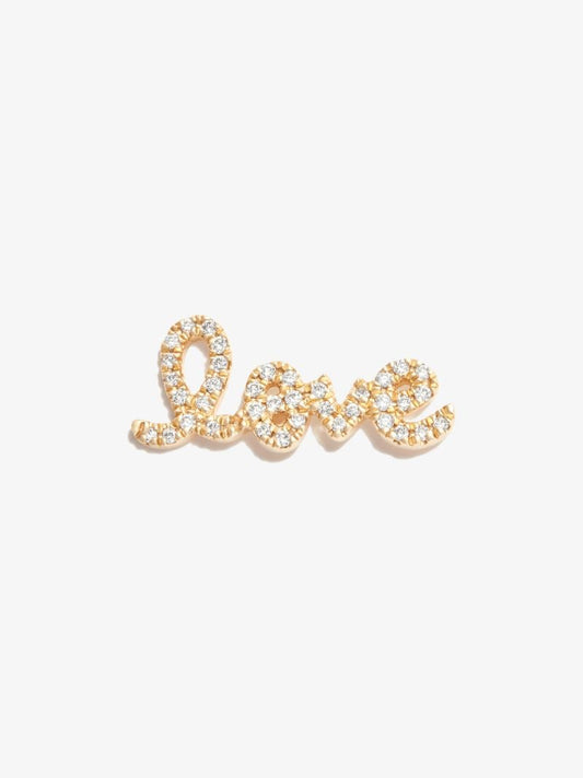 14k Yellow Gold Love Diamond Earring