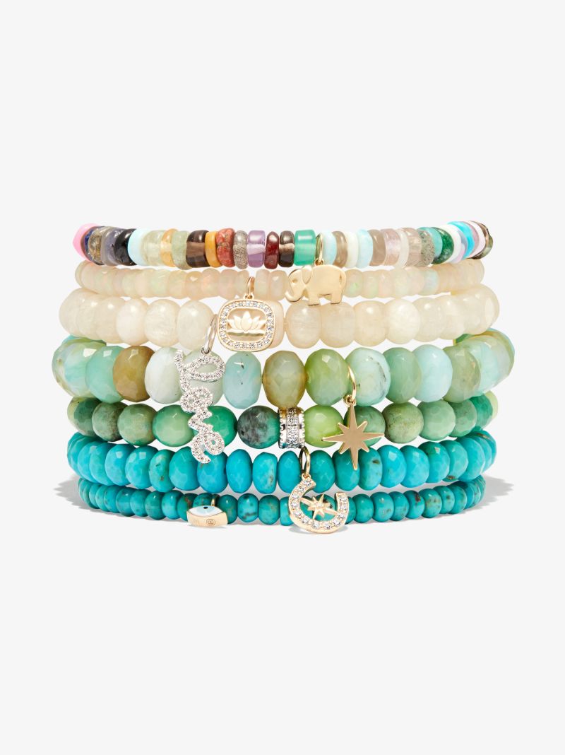 14k Yellow Gold Evil Eye Turquoise Beaded Bracelet