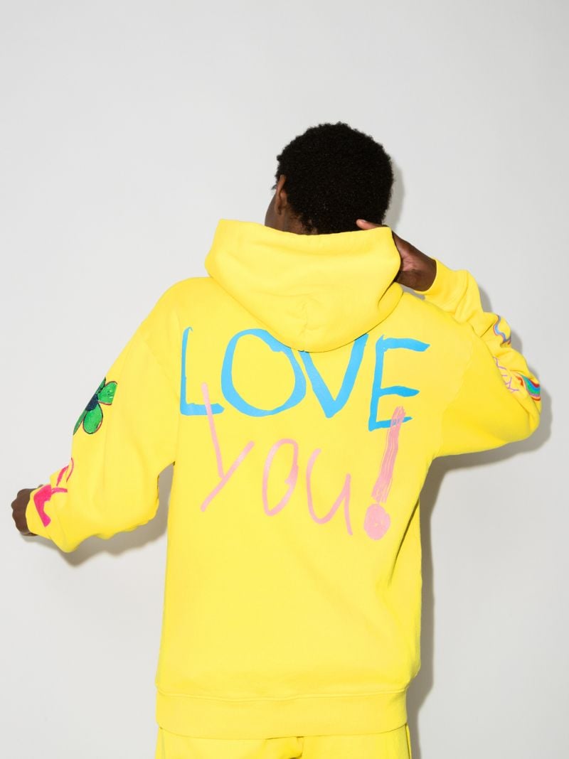 Love You Print Cotton Hoodie