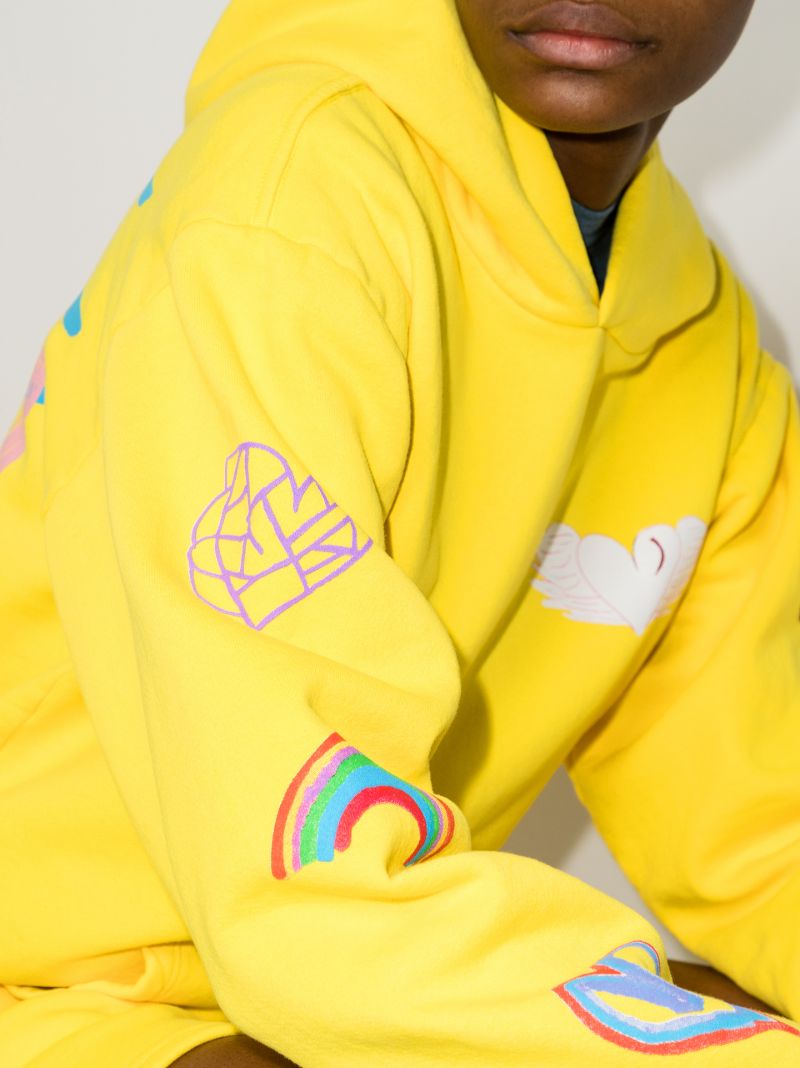 Love You Print Cotton Hoodie