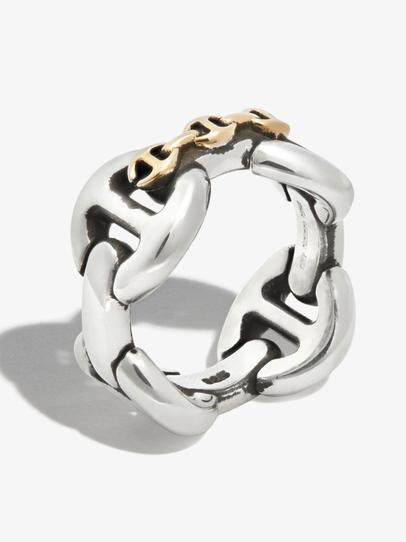18k Yellow Gold and Sterling Silver Affix Quad Ring