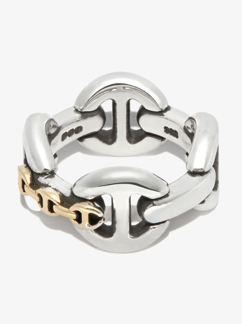 18k Yellow Gold and Sterling Silver Affix Quad Ring