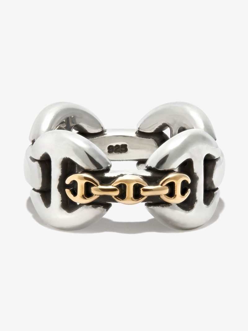18k Yellow Gold and Sterling Silver Affix Quad Ring