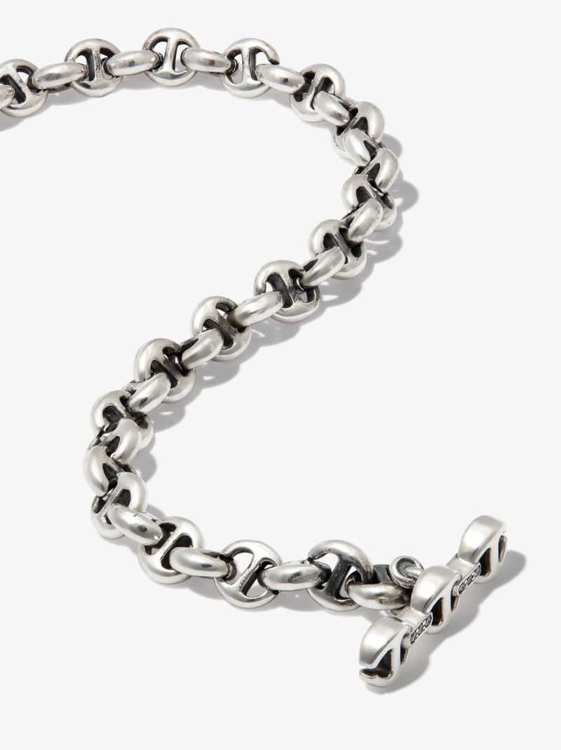 18k White Gold Open-link Diamond Chain Bracelet