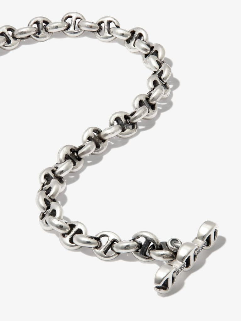 18k White Gold Open-link Diamond Chain Bracelet