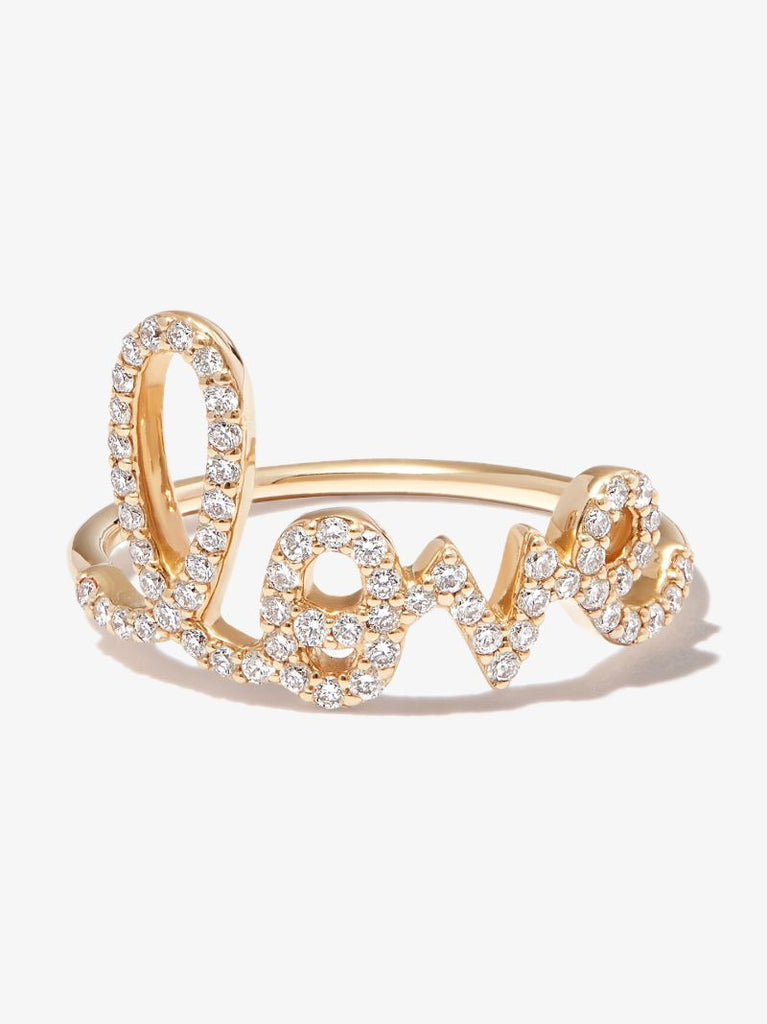 14k Yellow Gold Large Love Diamond Ring