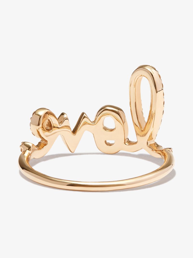 14k Yellow Gold Large Love Diamond Ring