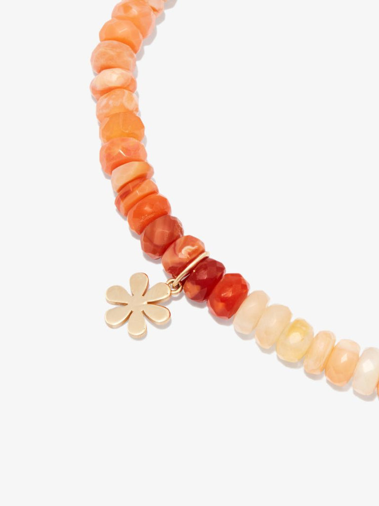 14k Yellow Gold Daisy Beaded Bracelet