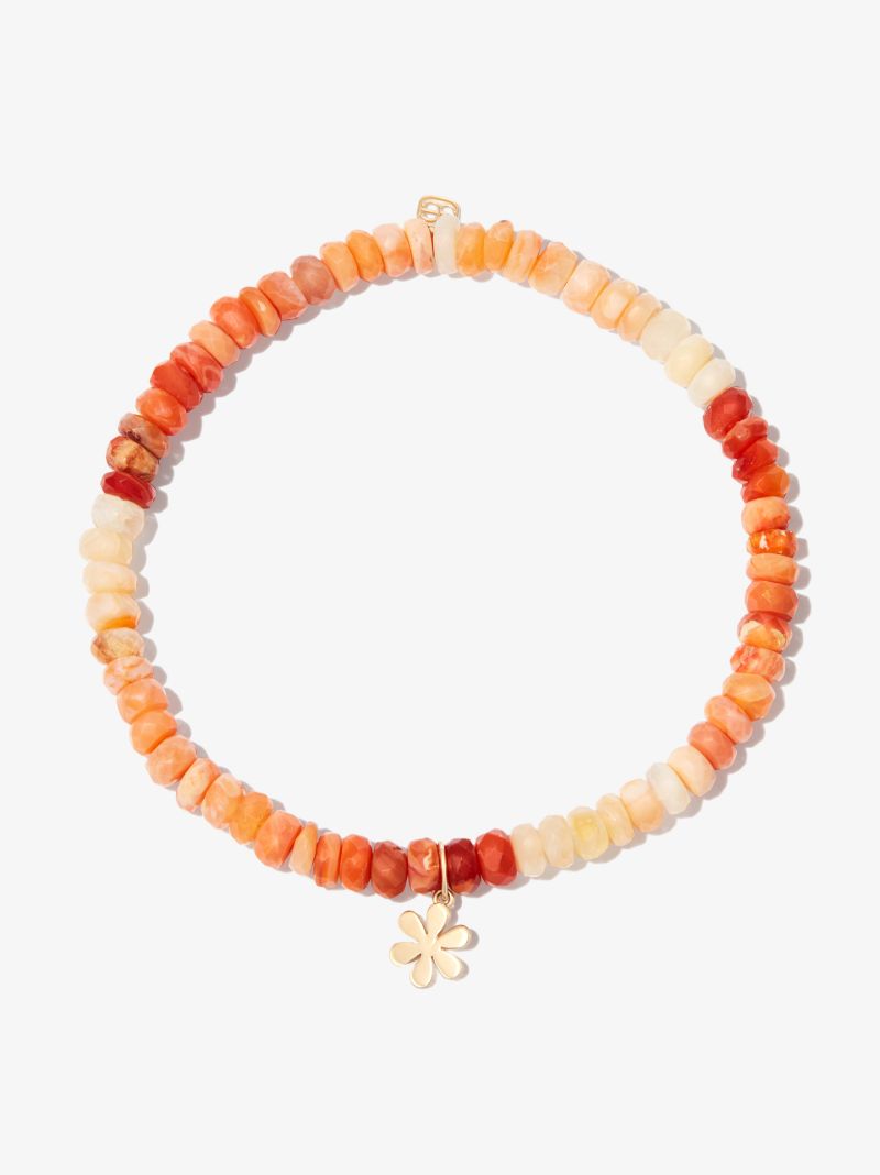 14k Yellow Gold Daisy Beaded Bracelet